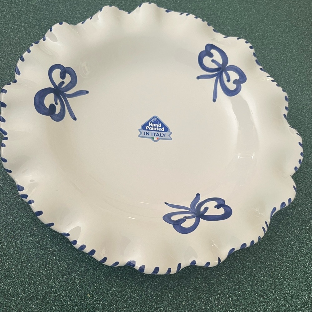 Hand-Painted Italian Ceramic/ Stoneware Plate - Blue and White